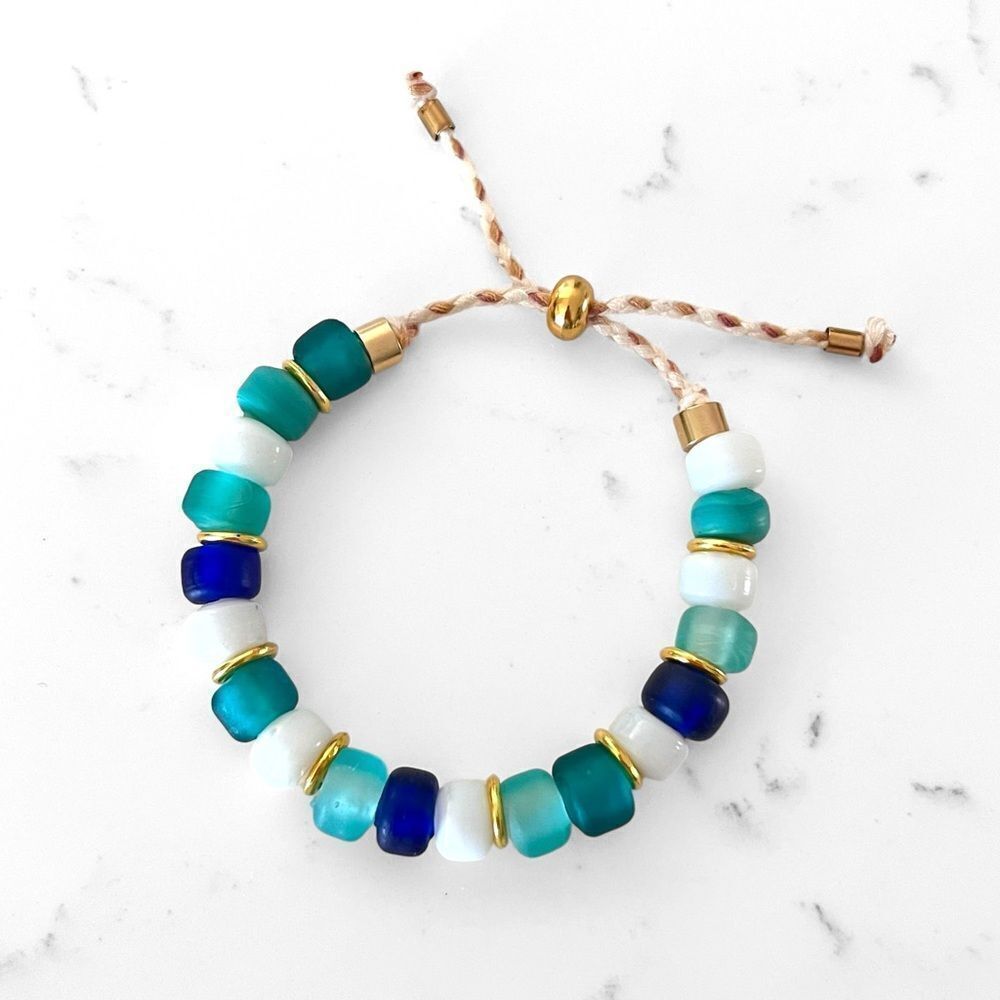 Glass Pony Bead Adjustable Bracelet
